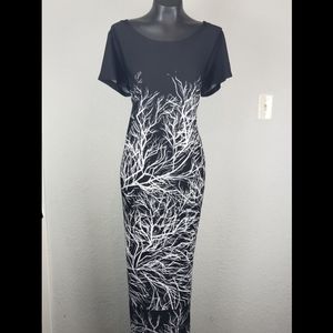 Cato Long Black and White Dress with Slits